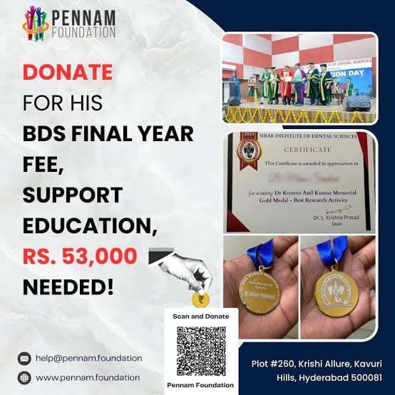 From Watchman's Son to Gold Medalist Dentist! Spark the Dream with Your Generosity